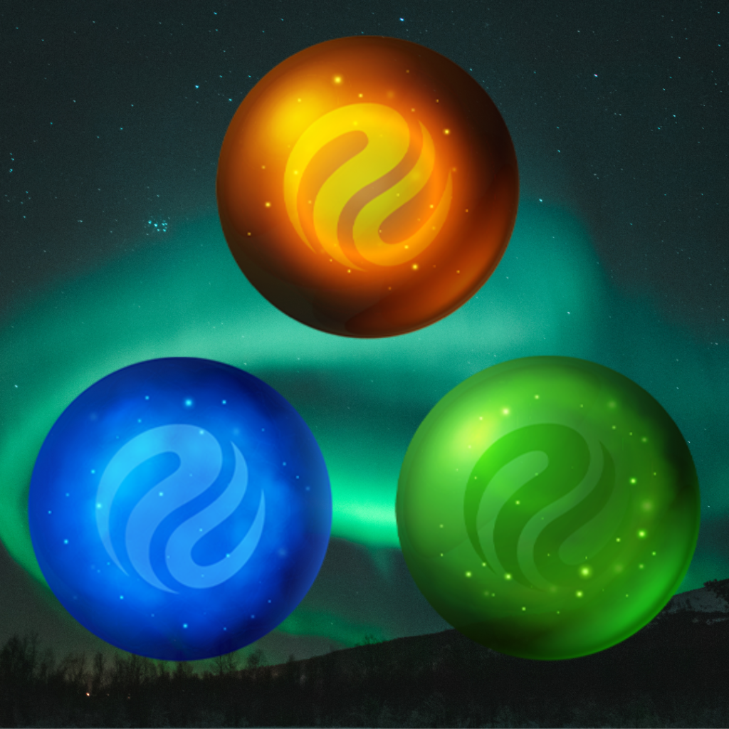 Sapphire, Emerald, and Amber Orbs